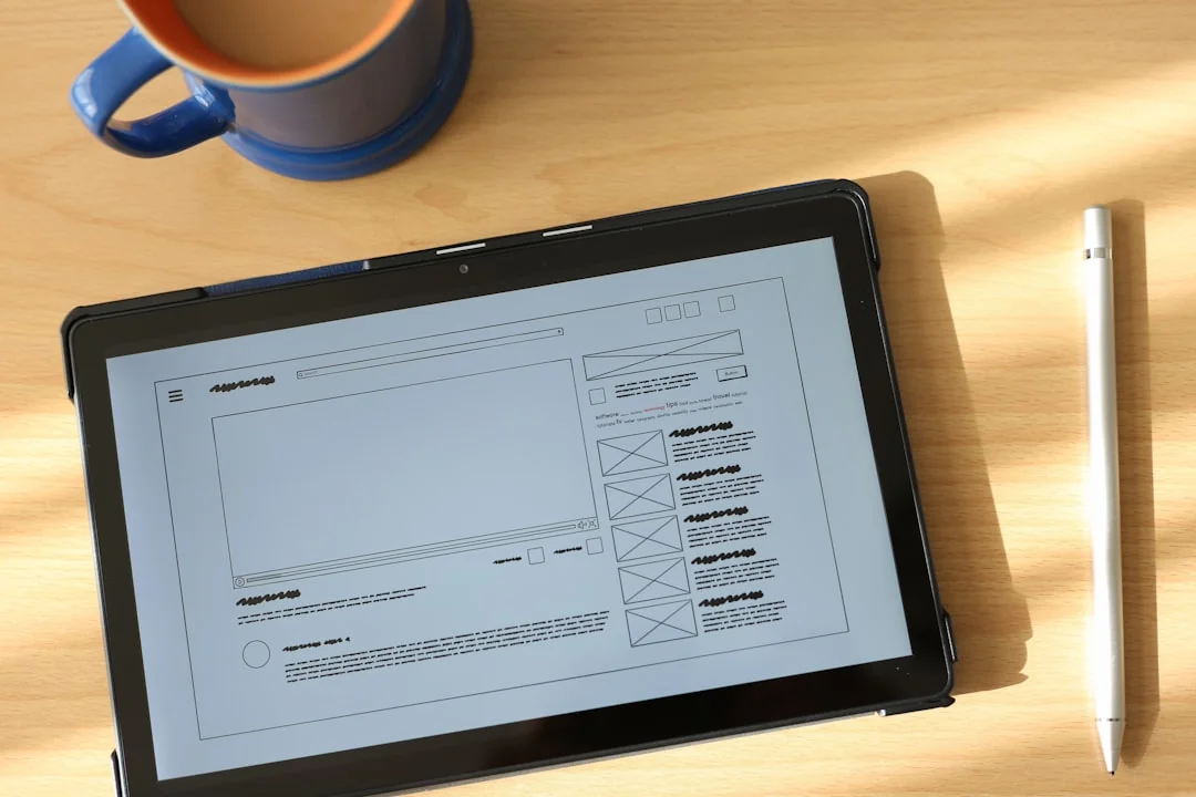 Detailed close-up of a hand-drawn wireframe design on paper for a UX project.
